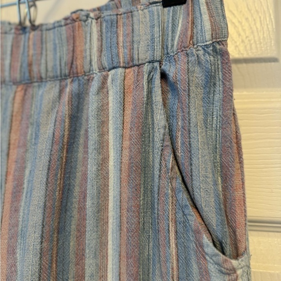 Indigo Rein striped flowing ankle length wide leg pants w/slit Size L - Picture 4 of 10